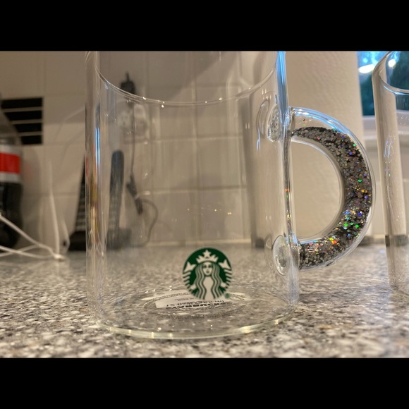 Other - Starbucks glasses cup with glitter